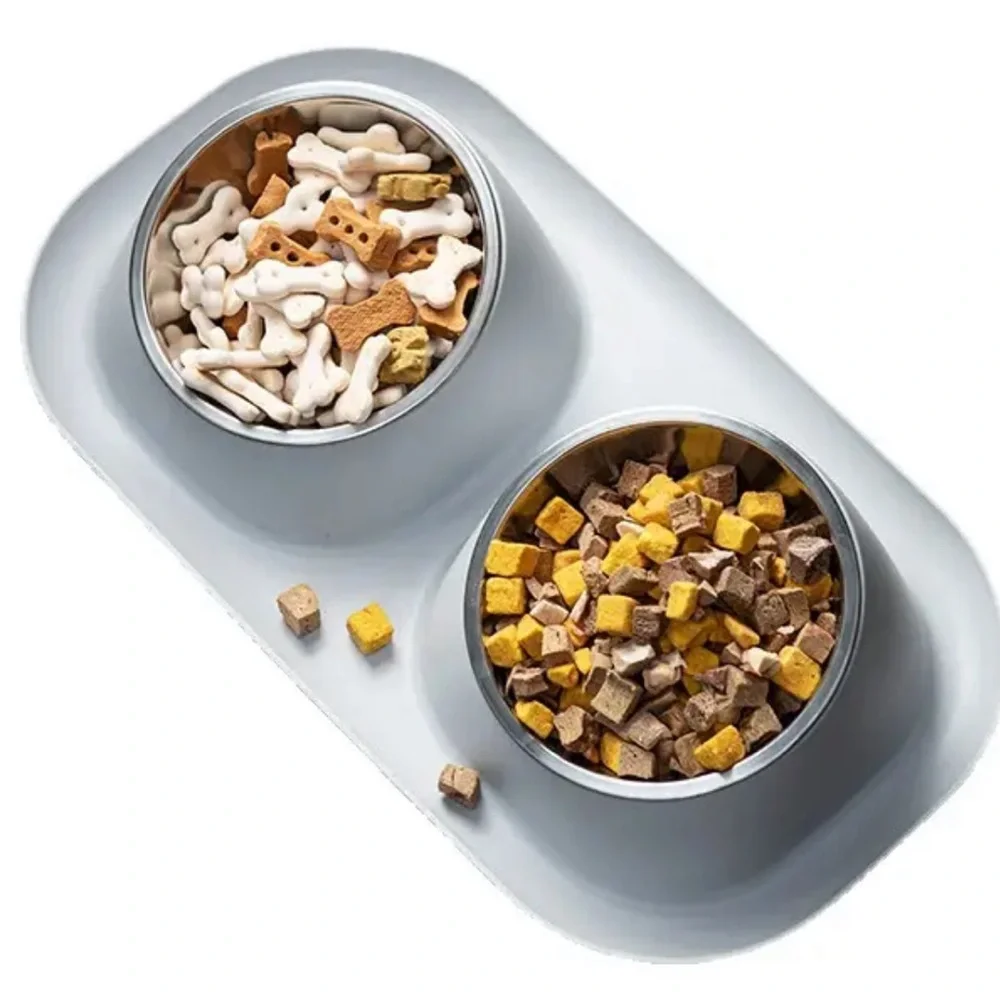 Green Angled Leakproof Dog Food + Water Bowls